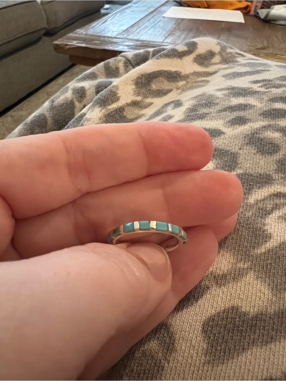 Turquoise Inlay Silver Band Ring
